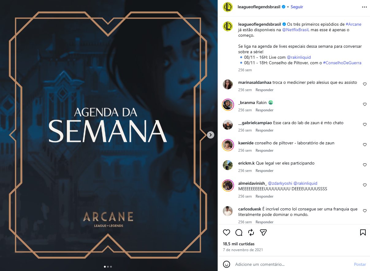 Agenda da semana de estreia de Arcane